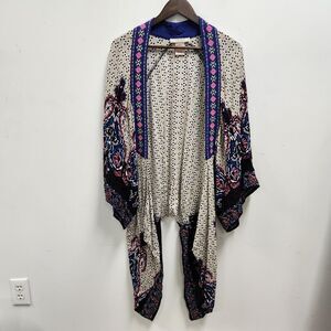 Flying Tomato Boho Festival Hippie Floral Womens Kimono Size S Asymmetrical